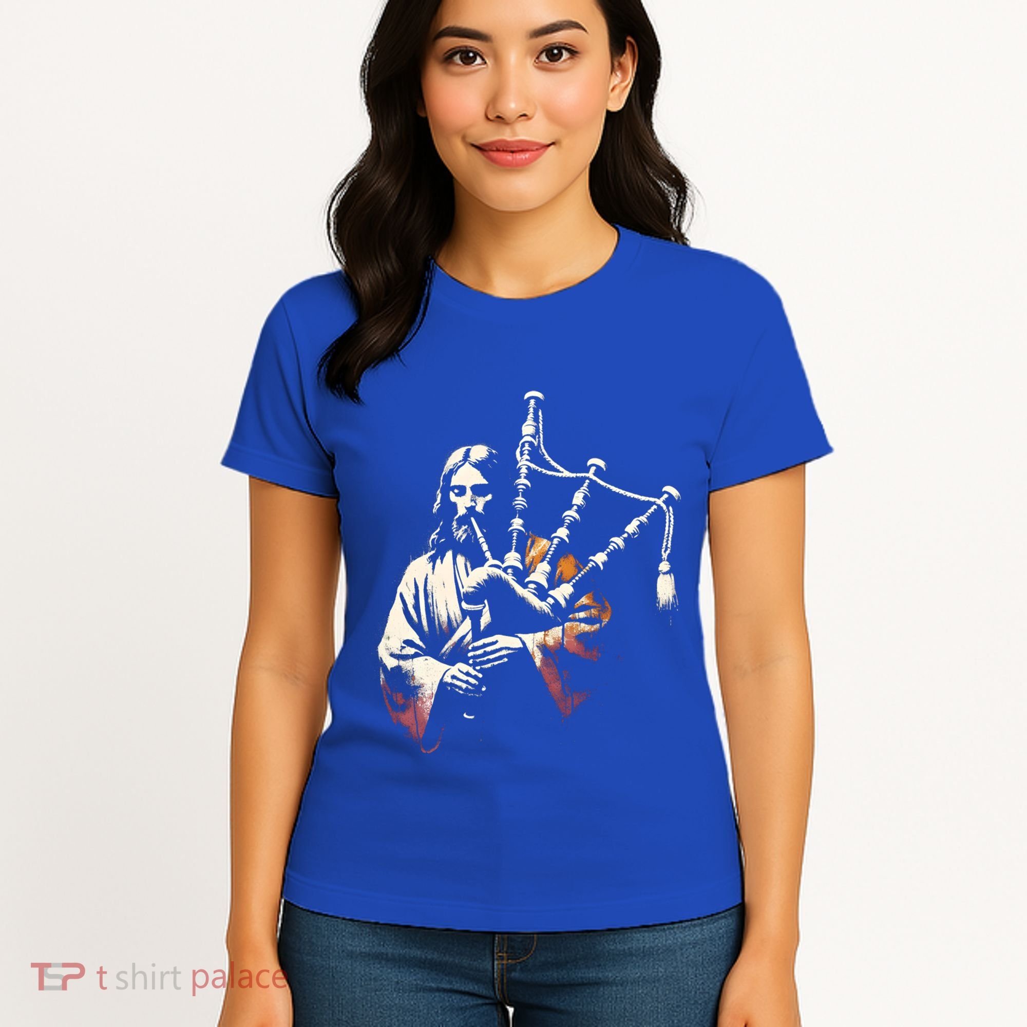 Jesus Bagpipe Player Funny Christian Religious Musician Gift Women's T-Shirt