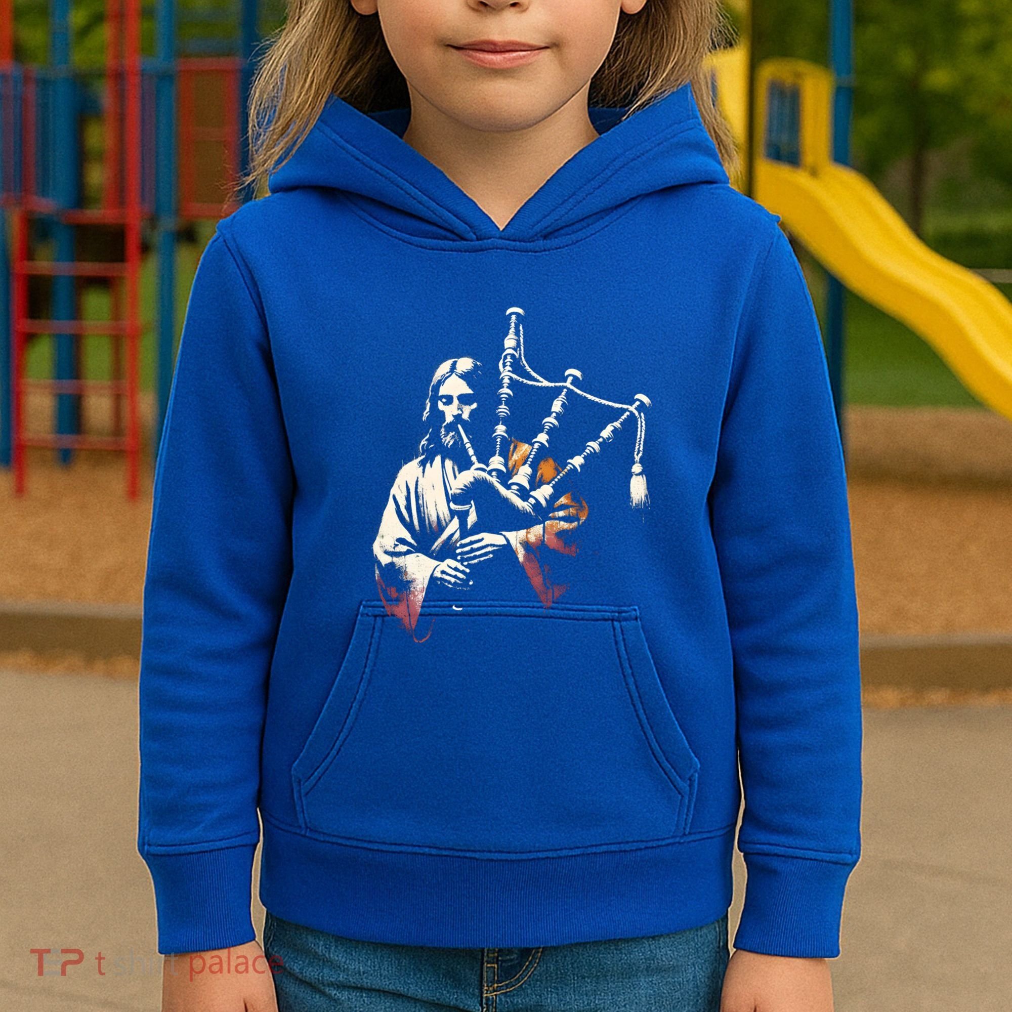 Jesus Bagpipe Player Funny Christian Religious Musician Gift Kids Hoodie
