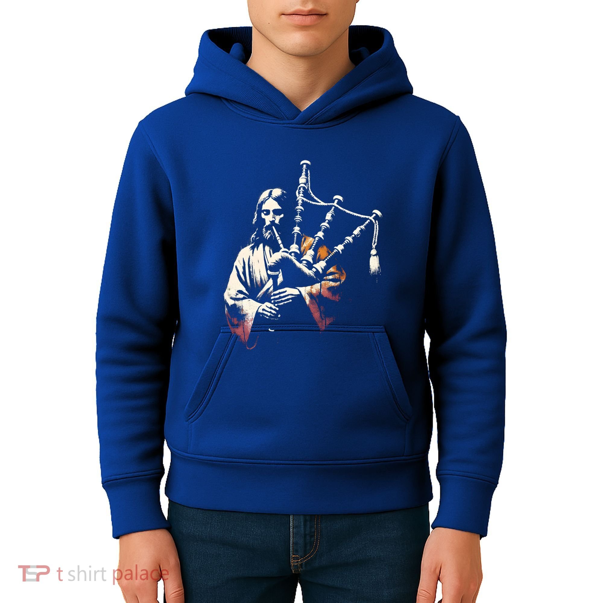 Jesus Bagpipe Player Funny Christian Religious Musician Gift Kids Hoodie