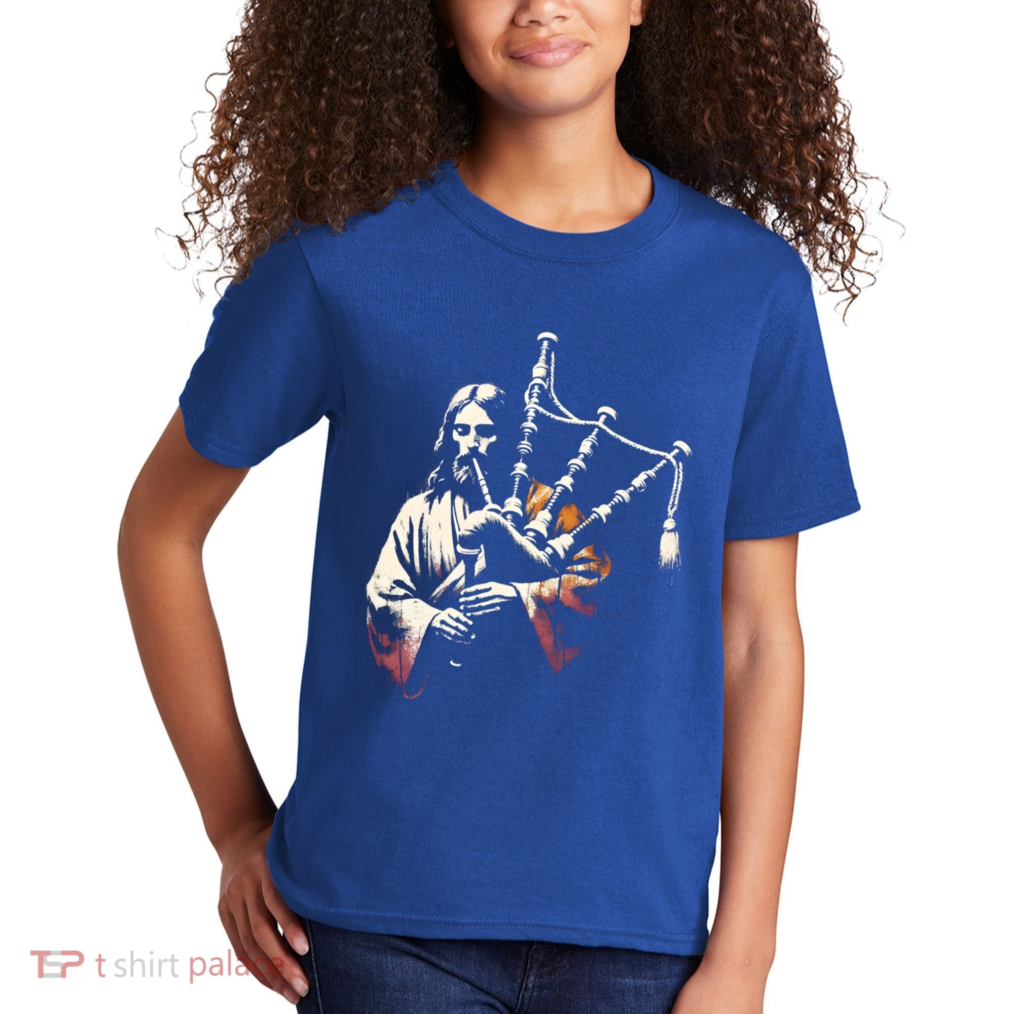 Jesus Bagpipe Player Funny Christian Religious Musician Gift Kids T-Shirt