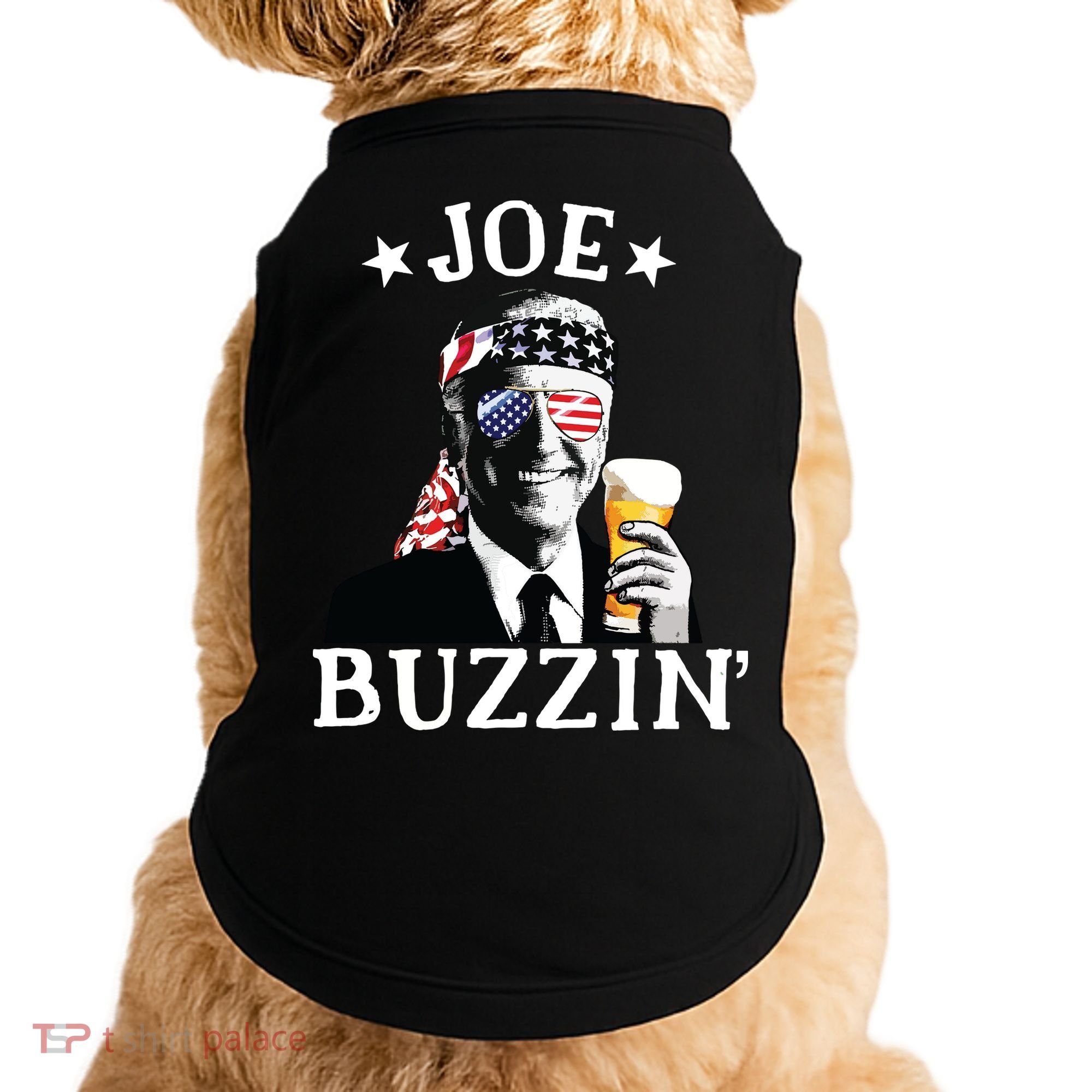 Joe Buzzin Patriotic July 4th Drinking President Joe Biden Doggie Tank