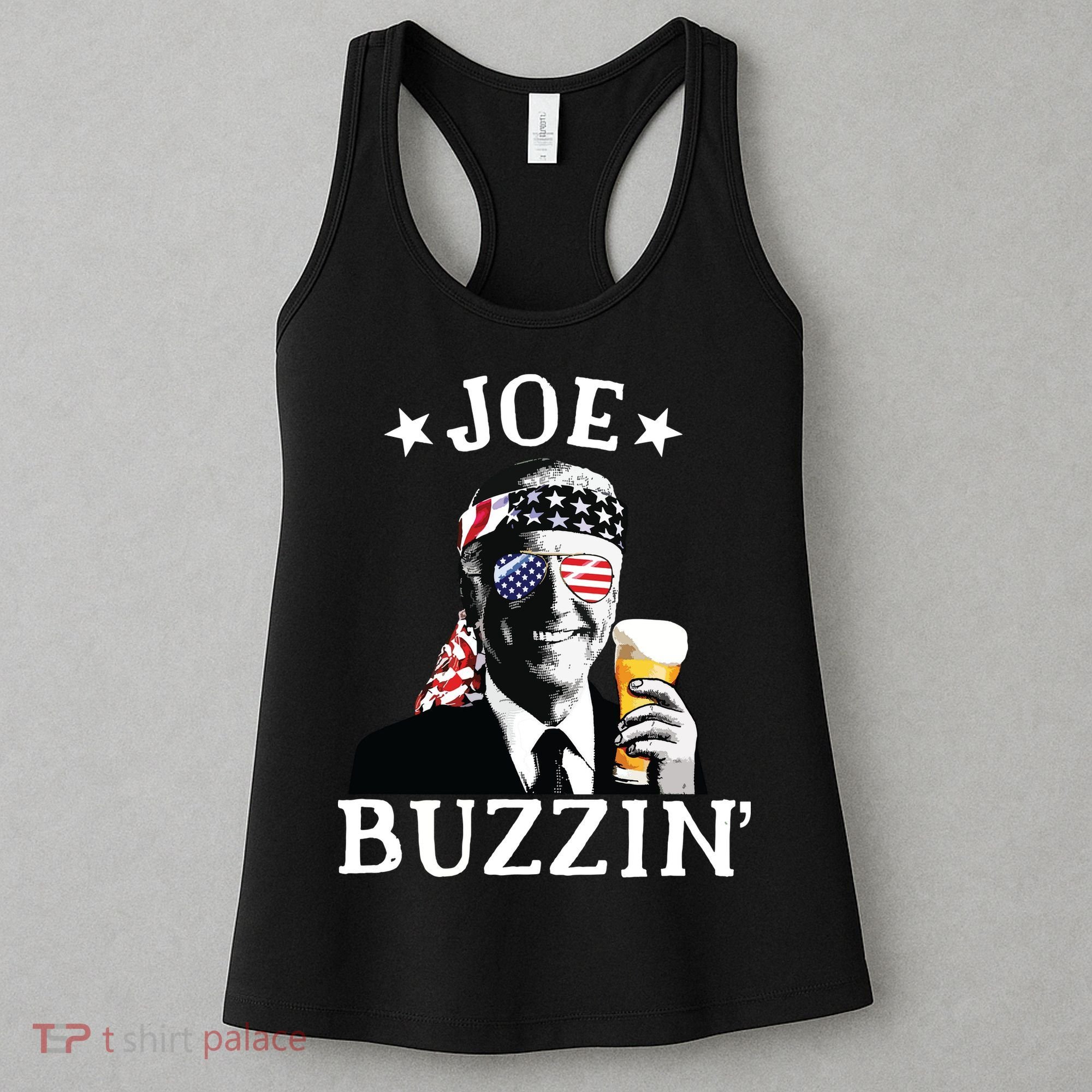 Joe Buzzin Patriotic July 4th Drinking President Joe Biden Women's Tank Top