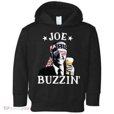 Joe Buzzin Patriotic July 4th Drinking President Joe Biden Toddler Hoodie
