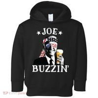Joe Buzzin Patriotic July 4th Drinking President Joe Biden Toddler Hoodie thumb 0