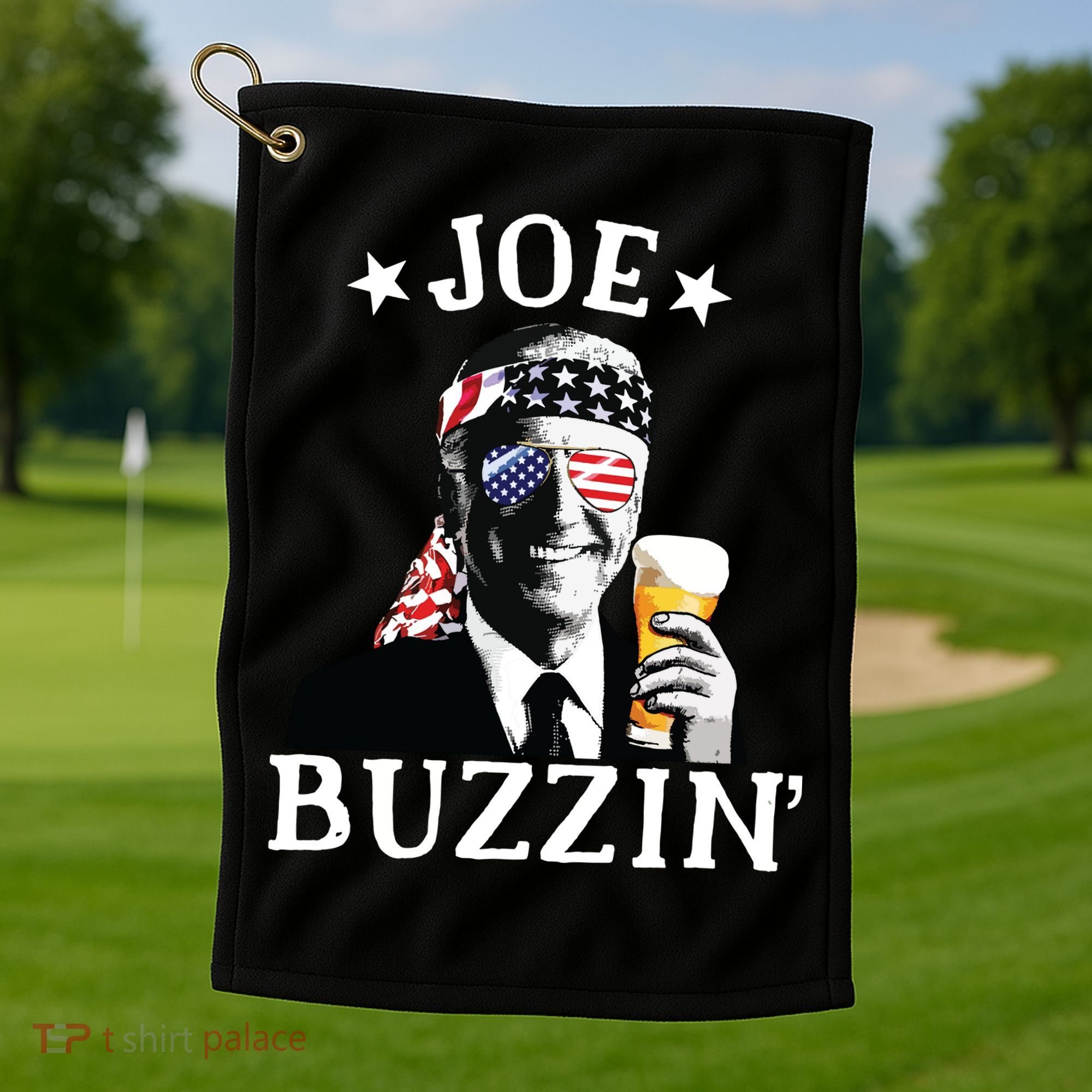 Joe Buzzin Patriotic July 4th Drinking President Joe Biden Golf Towel