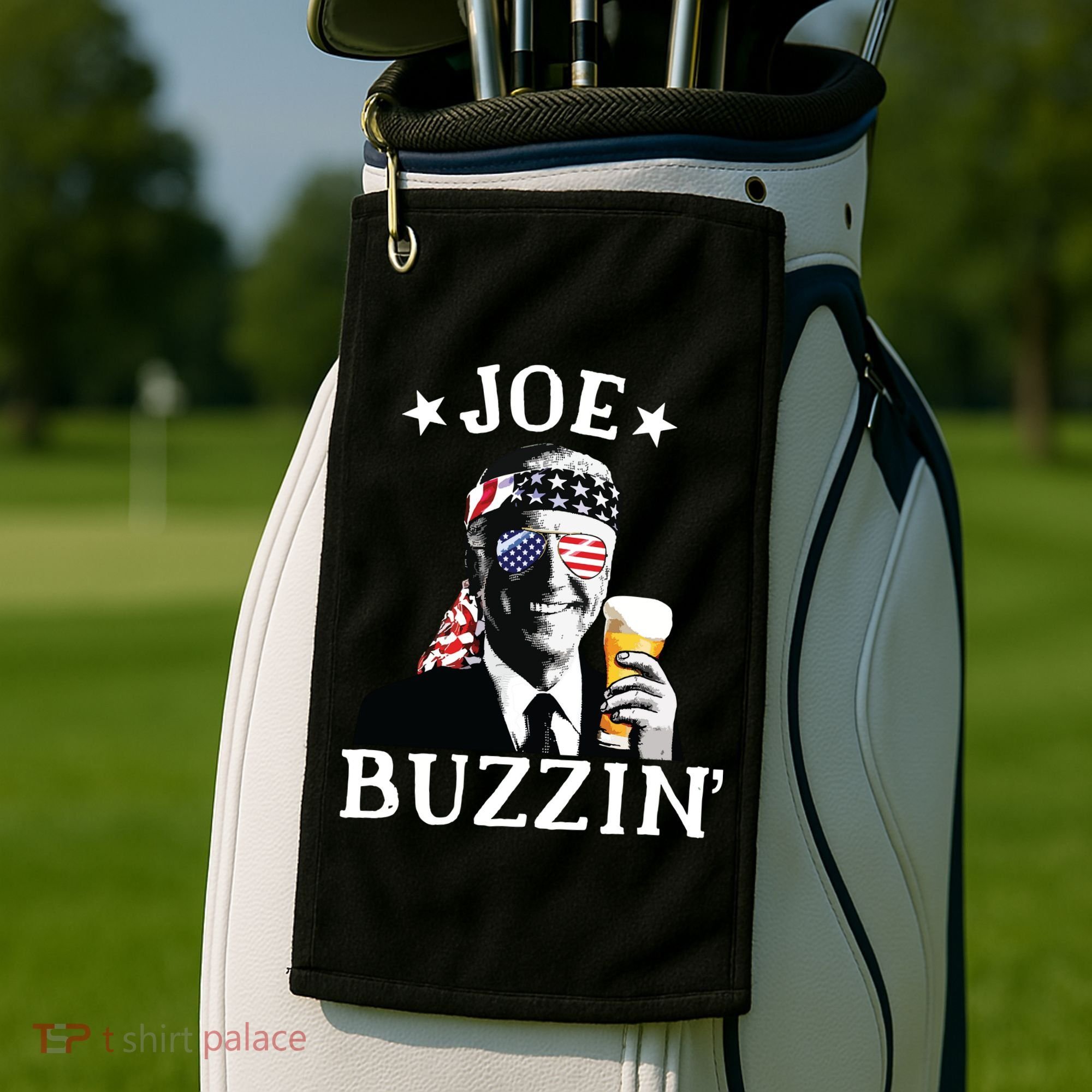 Joe Buzzin Patriotic July 4th Drinking President Joe Biden Golf Towel