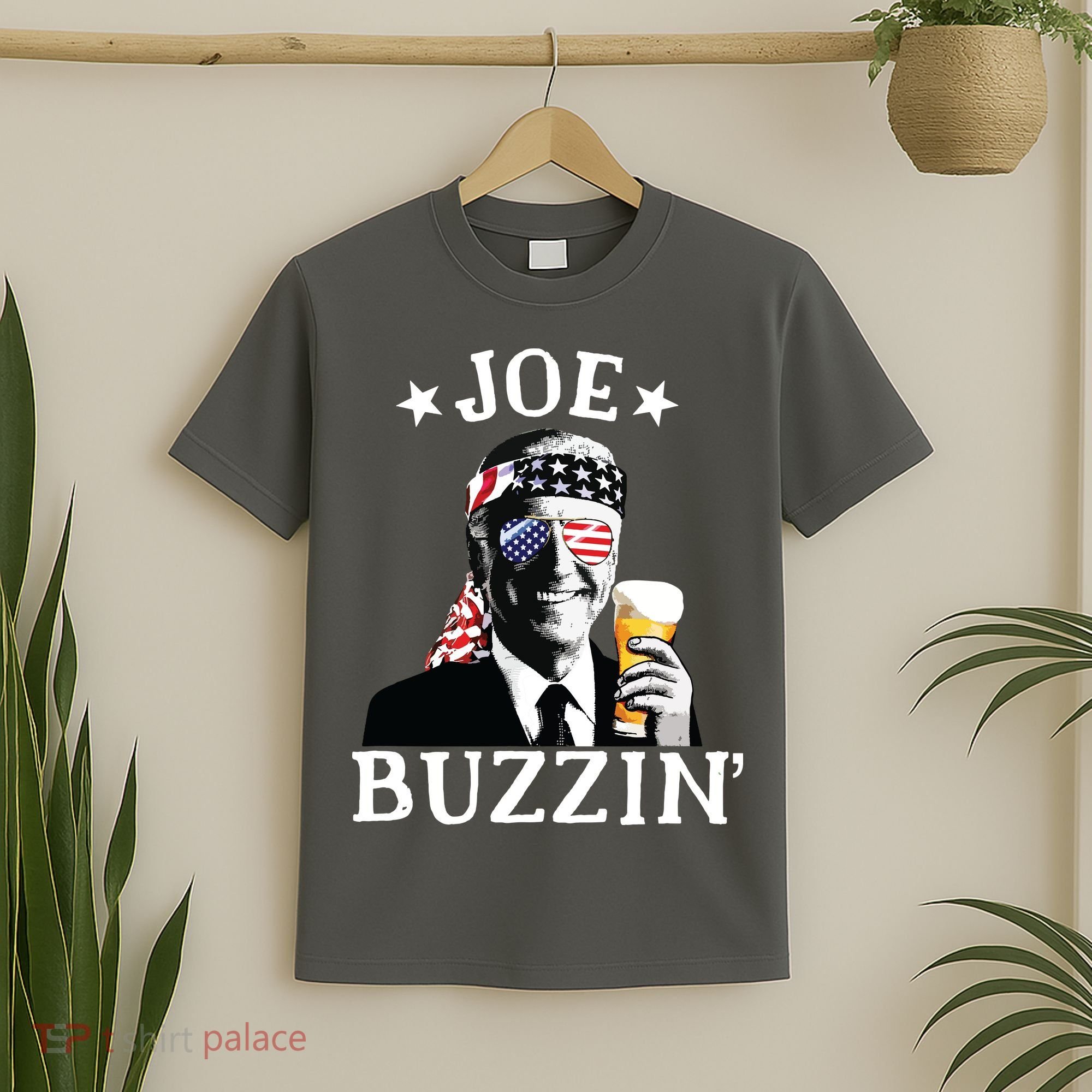 Joe Buzzin Patriotic July 4th Drinking President Joe Biden T-Shirt