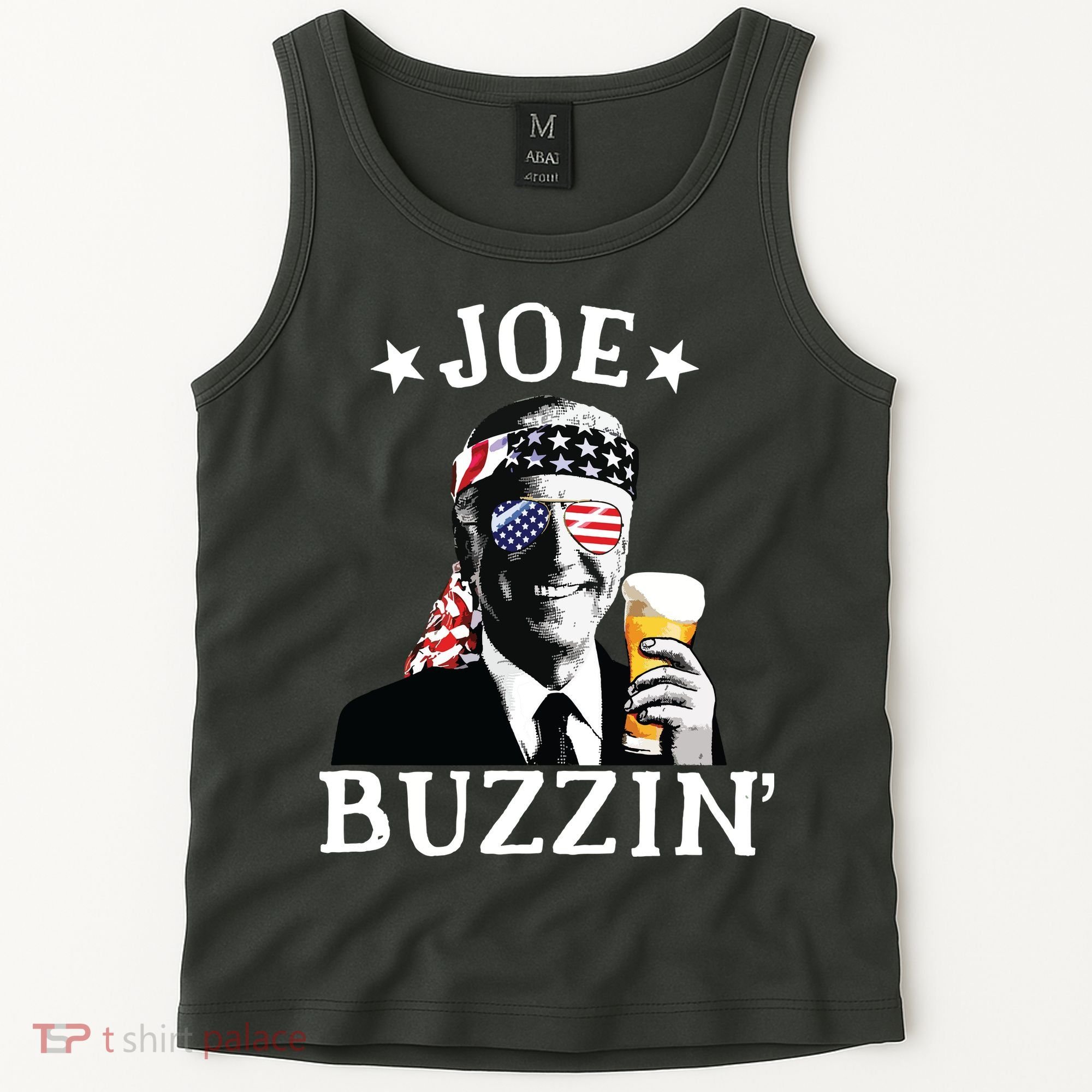 Joe Buzzin Patriotic July 4th Drinking President Joe Biden Tank Top
