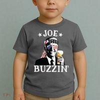 Joe Buzzin Patriotic July 4th Drinking President Joe Biden Toddler T-Shirt thumb 2