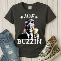 Joe Buzzin Patriotic July 4th Drinking President Joe Biden Women's T-Shirt thumb 3