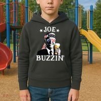 Joe Buzzin Patriotic July 4th Drinking President Joe Biden Kids Hoodie thumb 2
