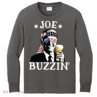 Joe Buzzin Patriotic July 4th Drinking President Joe Biden Kids Long Sleeve Shirt thumb 0