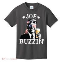 Joe Buzzin Patriotic July 4th Drinking President Joe Biden Kids T-Shirt thumb 0