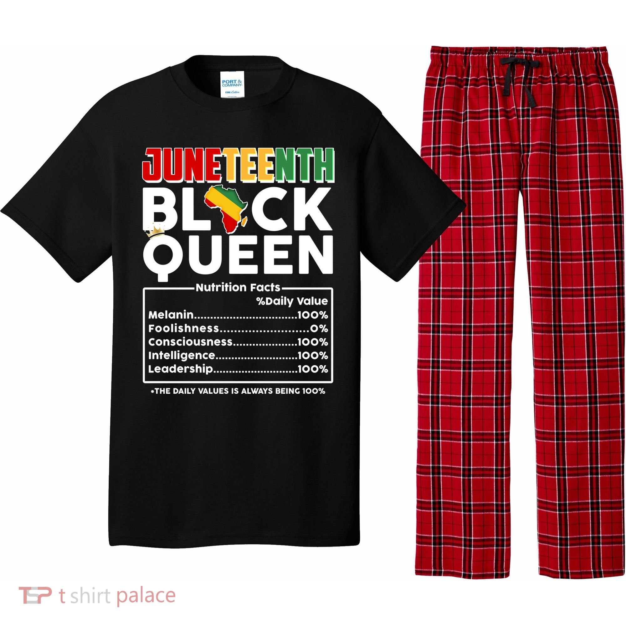 Juneteenth Black Queen Nutritional Facts Pajama Set