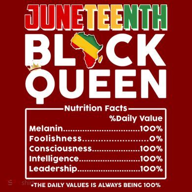 Juneteenth Black Queen Nutritional Facts T-Shirt