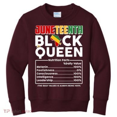 Juneteenth Black Queen Nutritional Facts Kids Sweatshirt