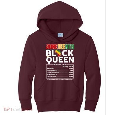 Juneteenth Black Queen Nutritional Facts Kids Hoodie