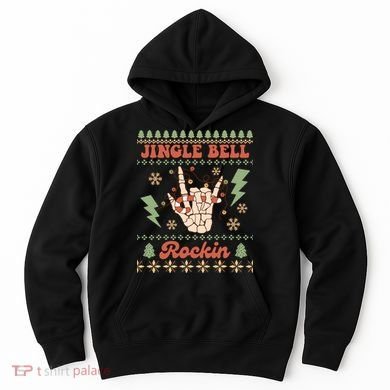 Jingle Bell Rockin Skeleton Hand Ugly Christmas Hoodie