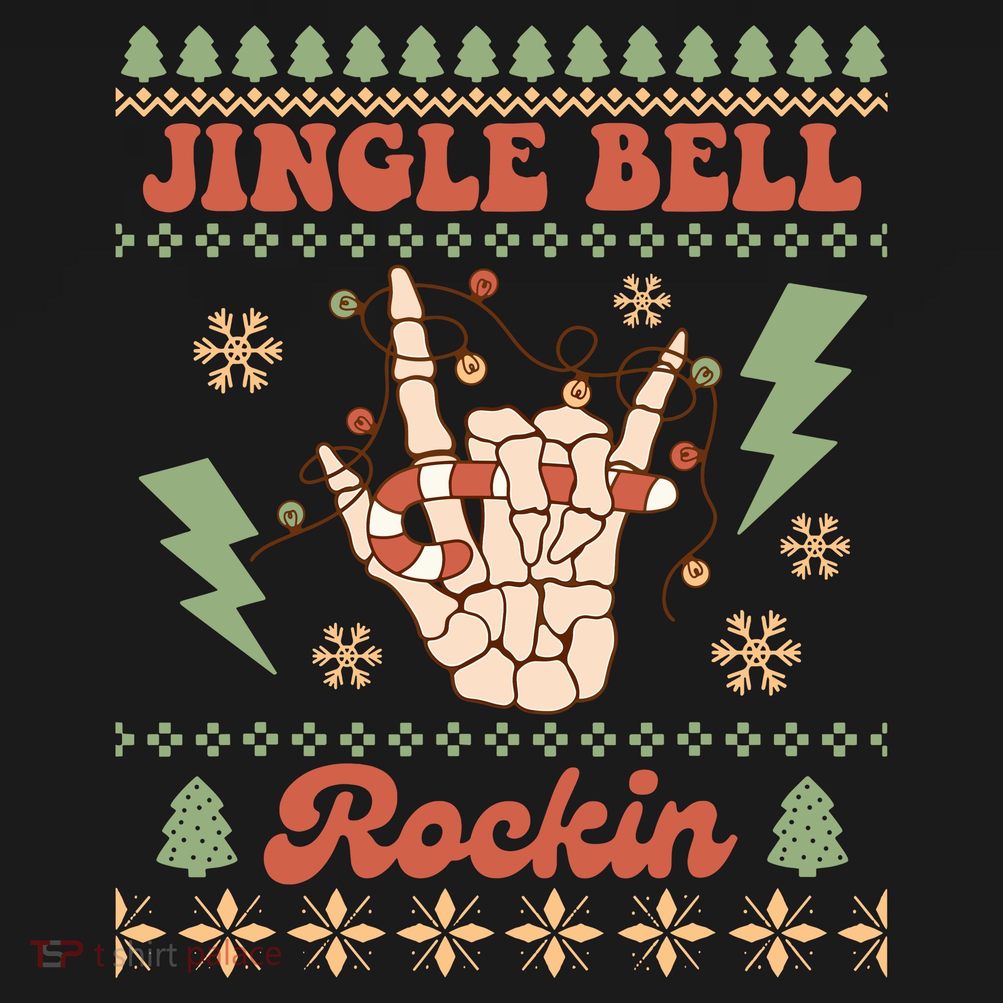 Jingle Bell Rockin Skeleton Hand Ugly Christmas Long Sleeve Shirt