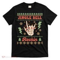 Jingle Bell Rockin Skeleton Hand Ugly Christmas T-Shirt thumb 0