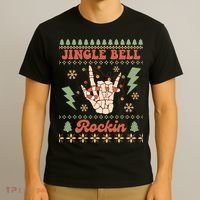 Jingle Bell Rockin Skeleton Hand Ugly Christmas T-Shirt thumb 3
