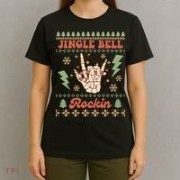 Jingle Bell Rockin Skeleton Hand Ugly Christmas T-Shirt thumb 4