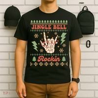 Jingle Bell Rockin Skeleton Hand Ugly Christmas T-Shirt thumb 6