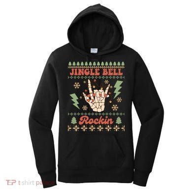 Jingle Bell Rockin Skeleton Hand Ugly Christmas Women's Hoodie