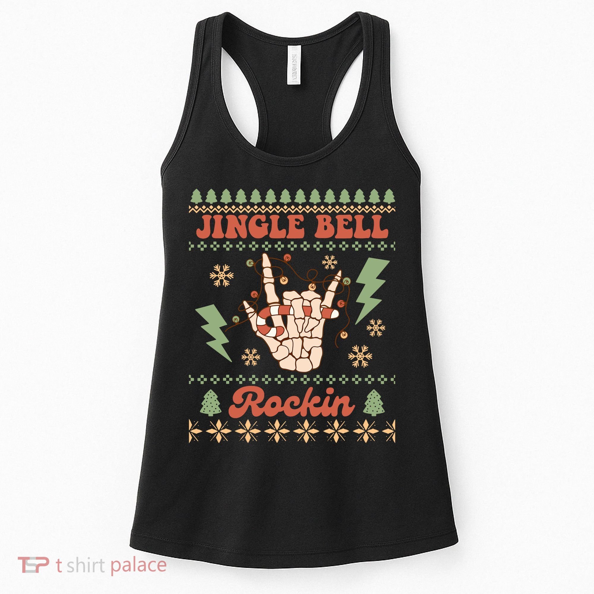 Jingle Bell Rockin Skeleton Hand Ugly Christmas Women's Tank Top