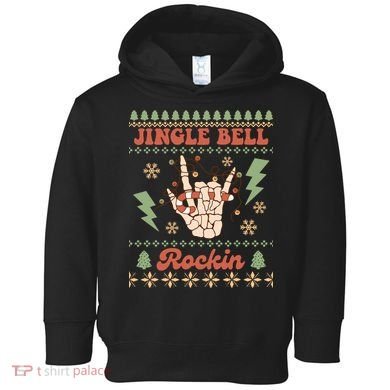 Jingle Bell Rockin Skeleton Hand Ugly Christmas Toddler Hoodie