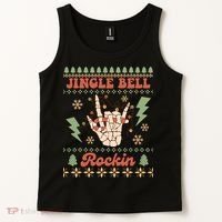 Jingle Bell Rockin Skeleton Hand Ugly Christmas Tank Top thumb 2
