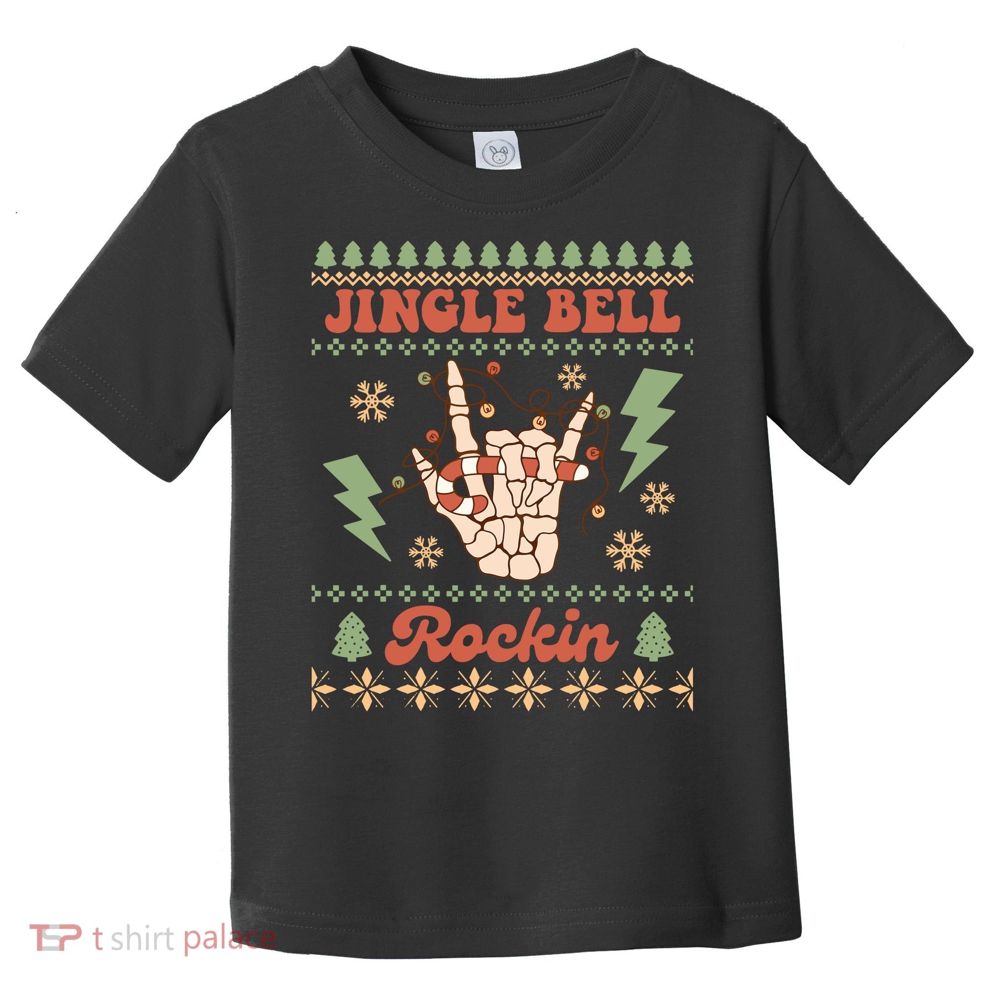 Jingle Bell Rockin Skeleton Hand Ugly Christmas Toddler T-Shirt