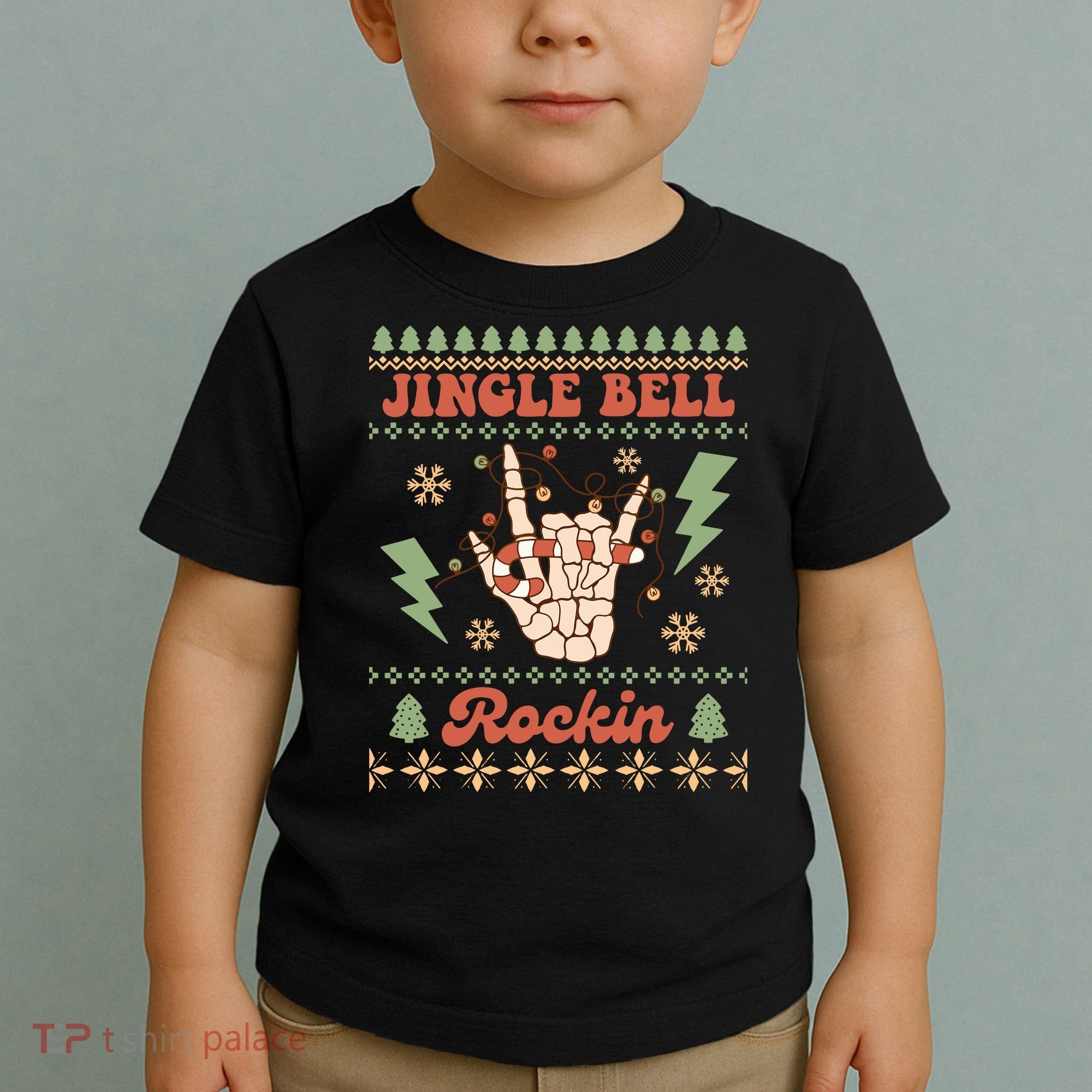 Jingle Bell Rockin Skeleton Hand Ugly Christmas Toddler T-Shirt