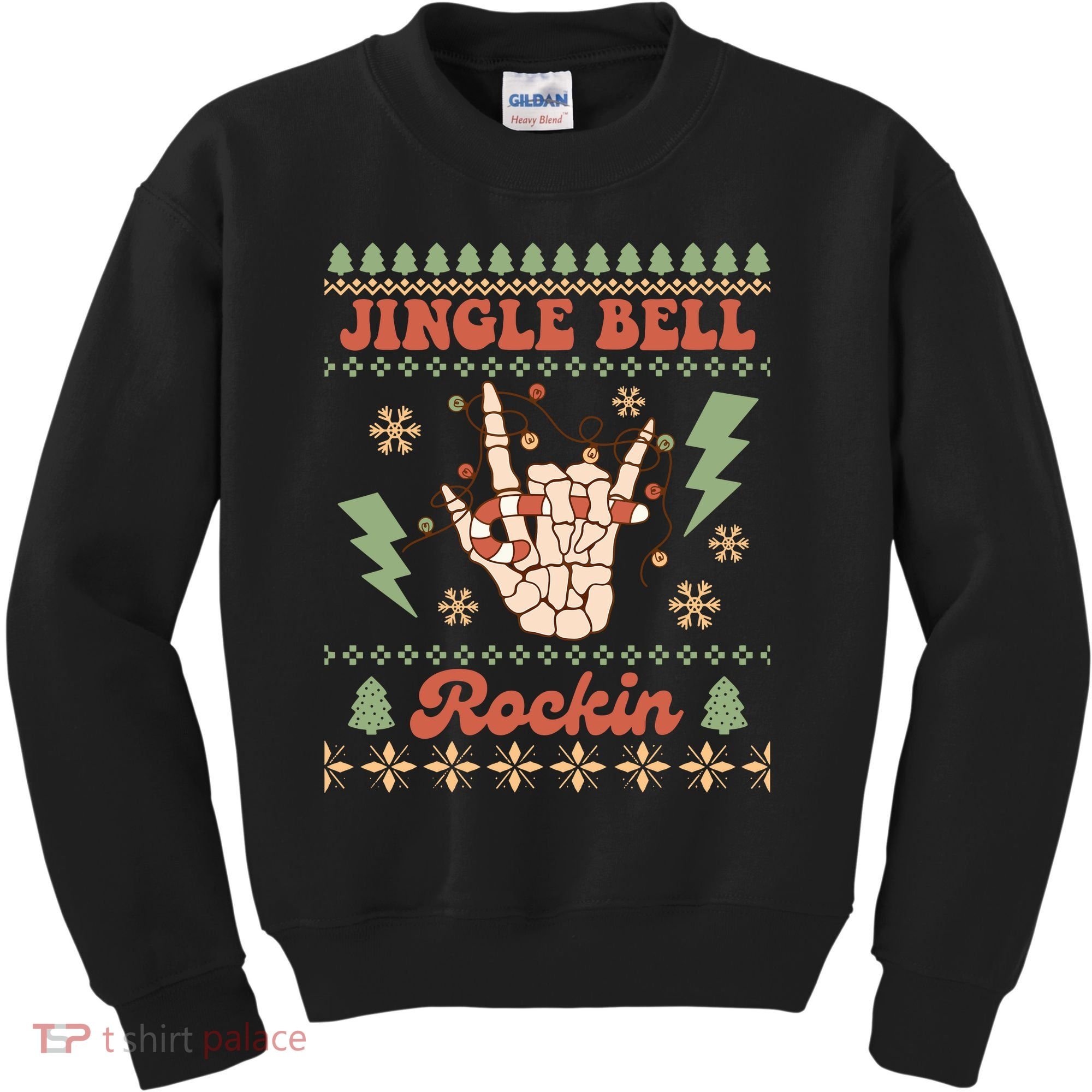 Jingle Bell Rockin Skeleton Hand Ugly Christmas Kids Sweatshirt