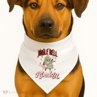 Jingle Bell Rockin Guitar Tree USA-Made Doggie Bandana thumb 1