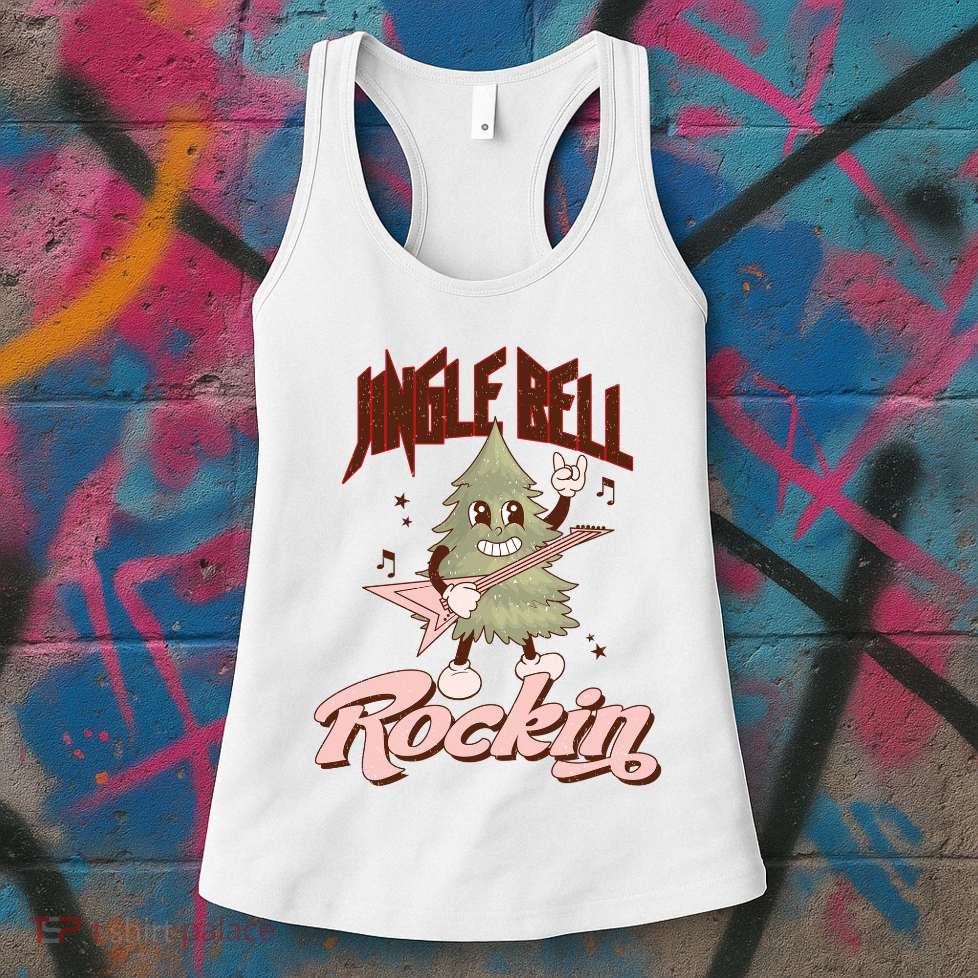 Jingle Bell Rockin Guitar Tree Women's Tank Top