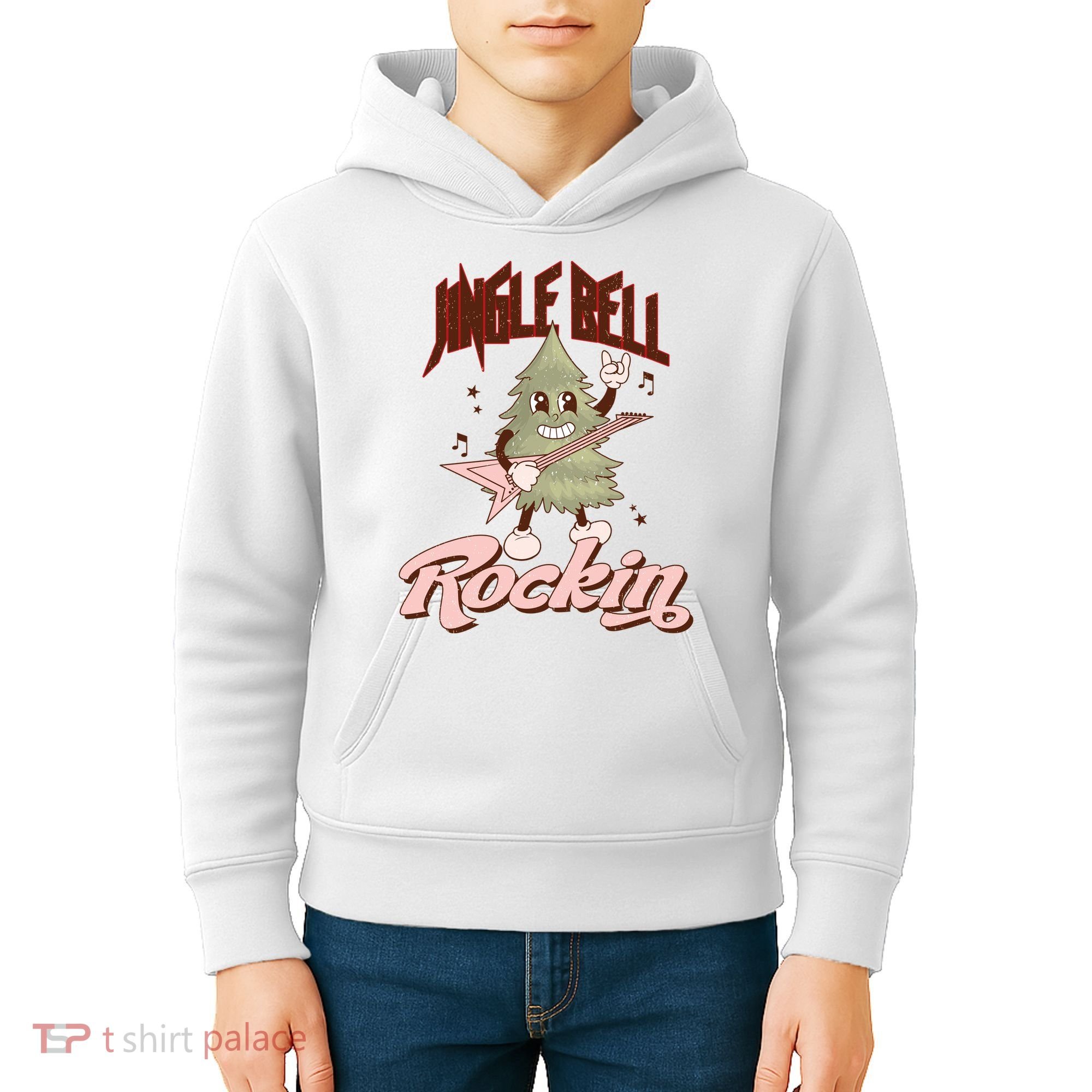Jingle Bell Rockin Guitar Tree Kids Hoodie