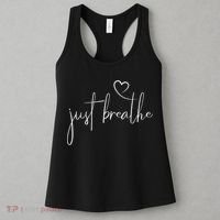 Just Breathe Simple Hand Lettered Calligraphy With A Heart Women's Tank Top thumb 3