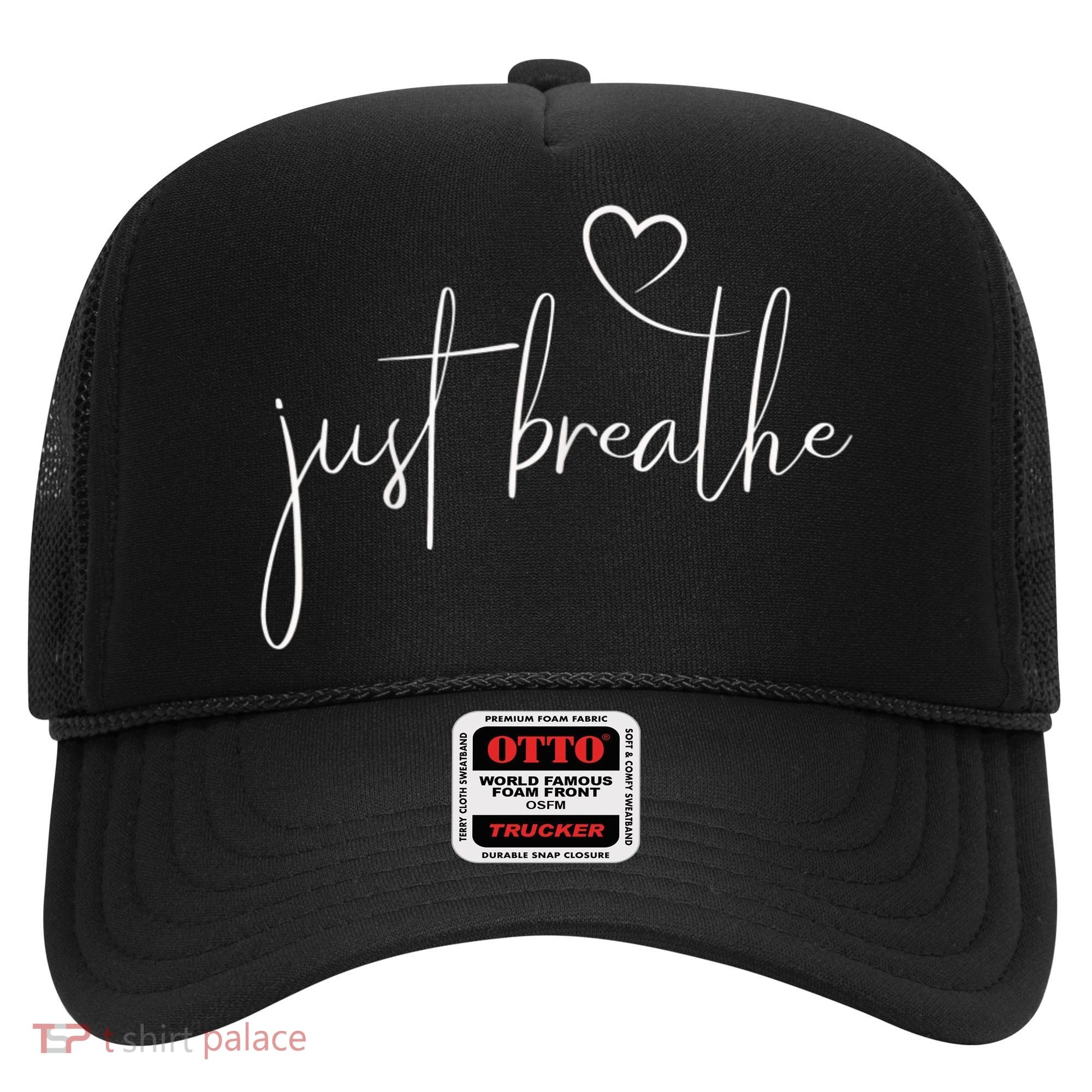 Just Breathe Simple Hand Lettered Calligraphy With A Heart Hat