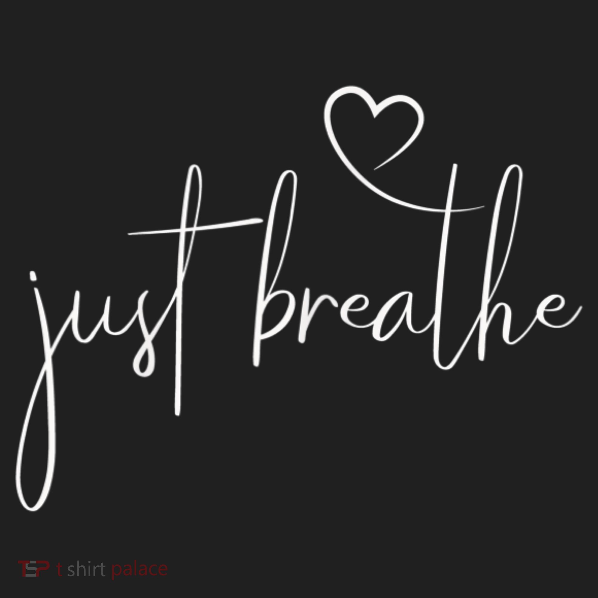 Just Breathe Simple Hand Lettered Calligraphy With A Heart Golf Towel