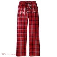 Just Breathe Simple Hand Lettered Calligraphy With A Heart Women's Flannel Plaid Pajama Pants thumb 0