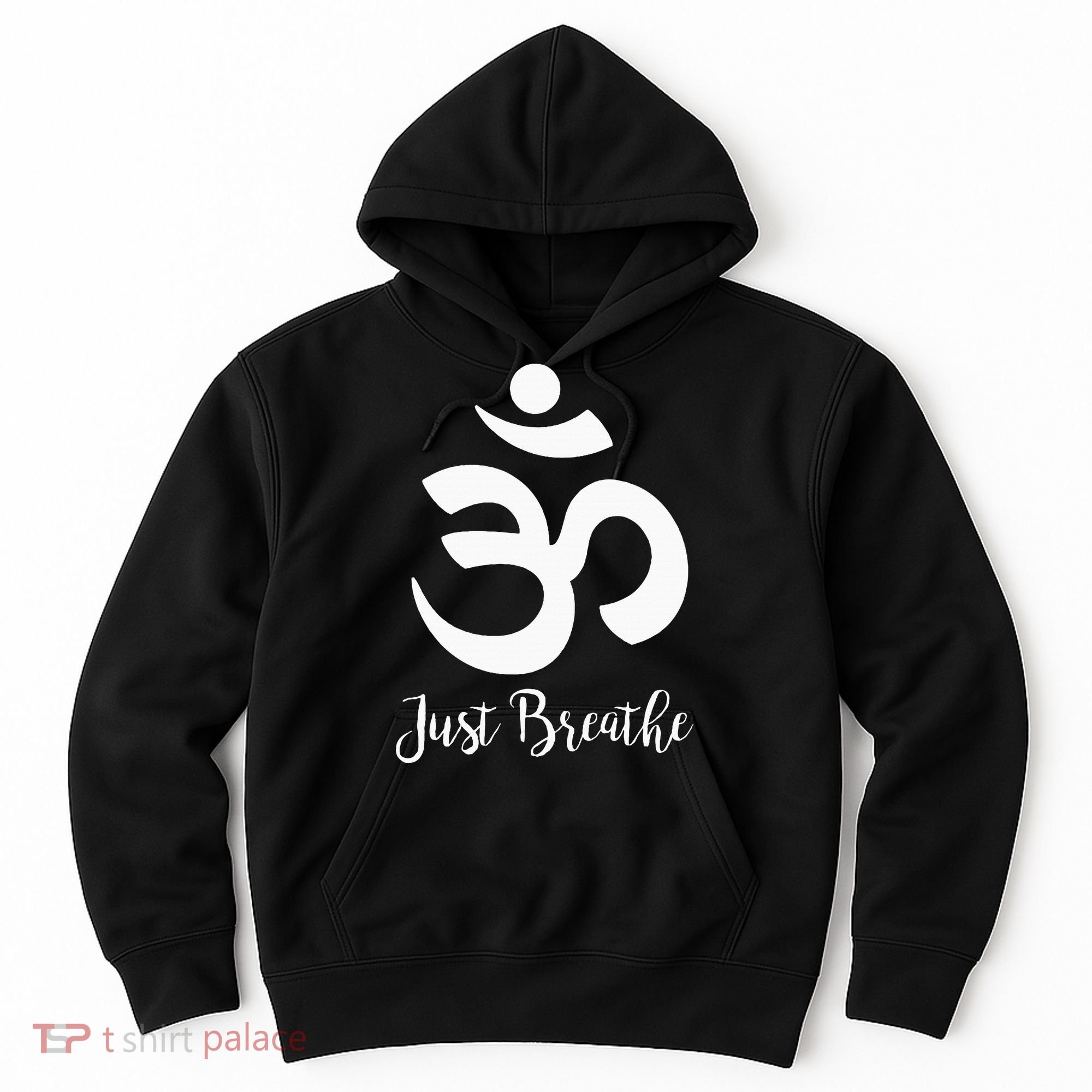 Just Breathe Spiritual Yoga Symbol Namaste Hoodie