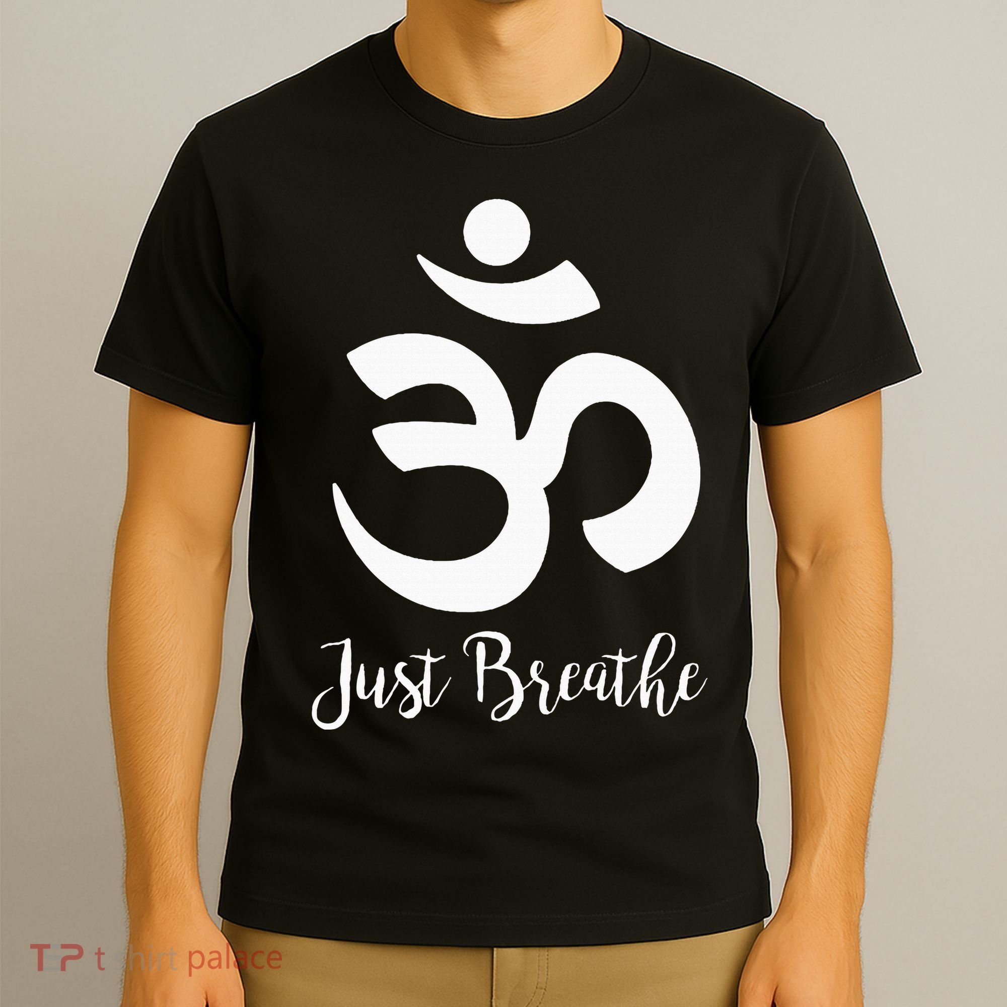 Just Breathe Spiritual Yoga Symbol Namaste T-Shirt