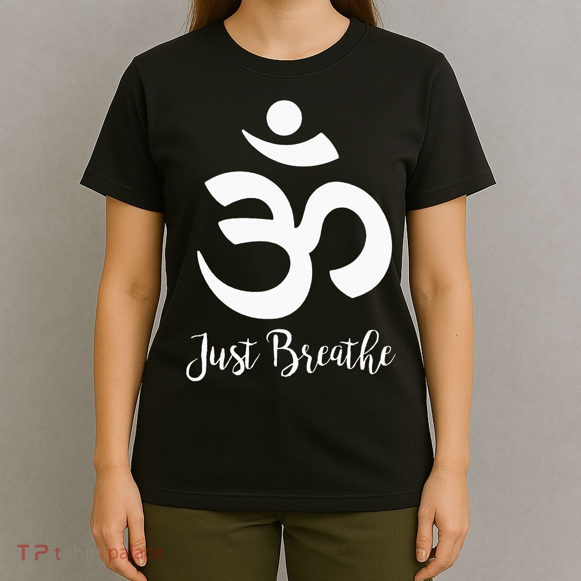 Just Breathe Spiritual Yoga Symbol Namaste T-Shirt