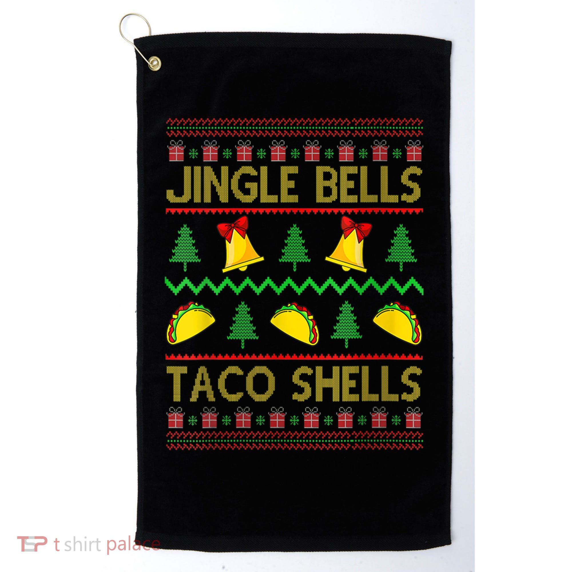 Jingle Bell Taco Shells Funny Christmas Mexican Gift Golf Towel