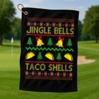 Jingle Bell Taco Shells Funny Christmas Mexican Gift Golf Towel thumb 1