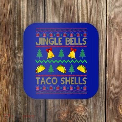 Jingle Bell Taco Shells Funny Christmas Mexican Gift Coaster