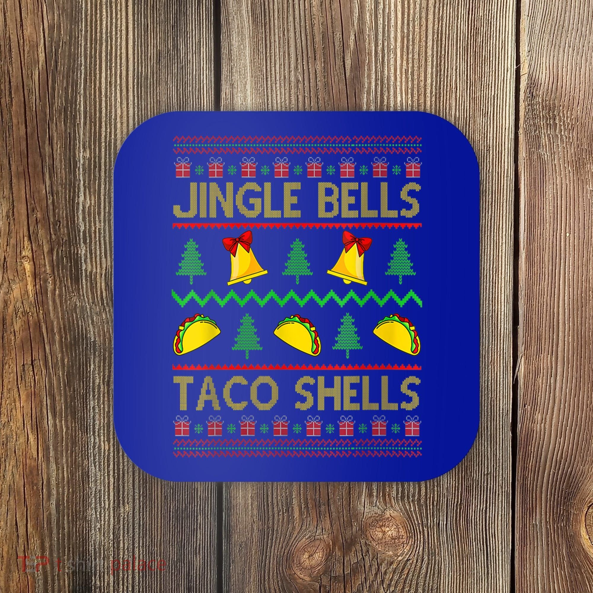 Jingle Bell Taco Shells Funny Christmas Mexican Gift Coaster