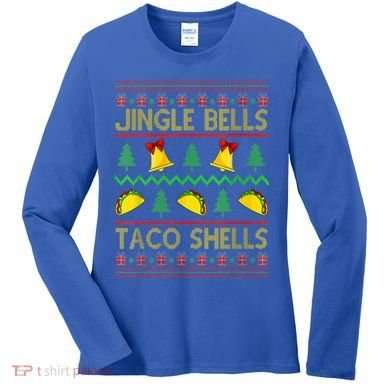 Jingle Bell Taco Shells Funny Christmas Mexican Gift Women's Long Sleeve Shirt