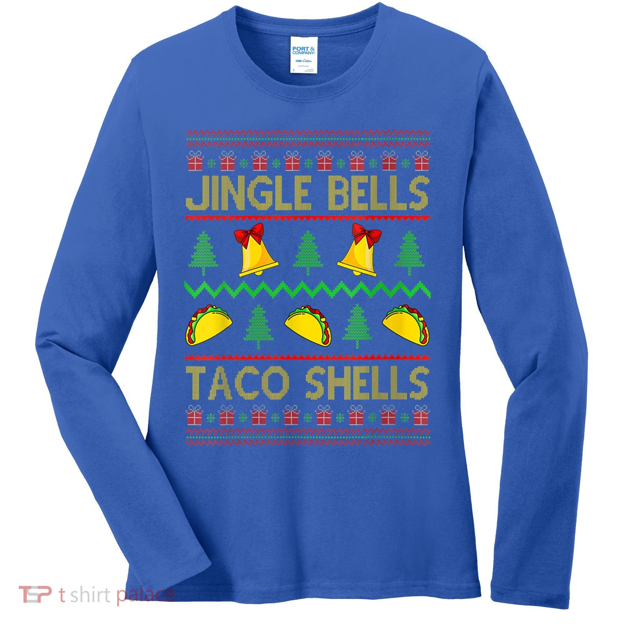 Jingle Bell Taco Shells Funny Christmas Mexican Gift Women's Long Sleeve Shirt